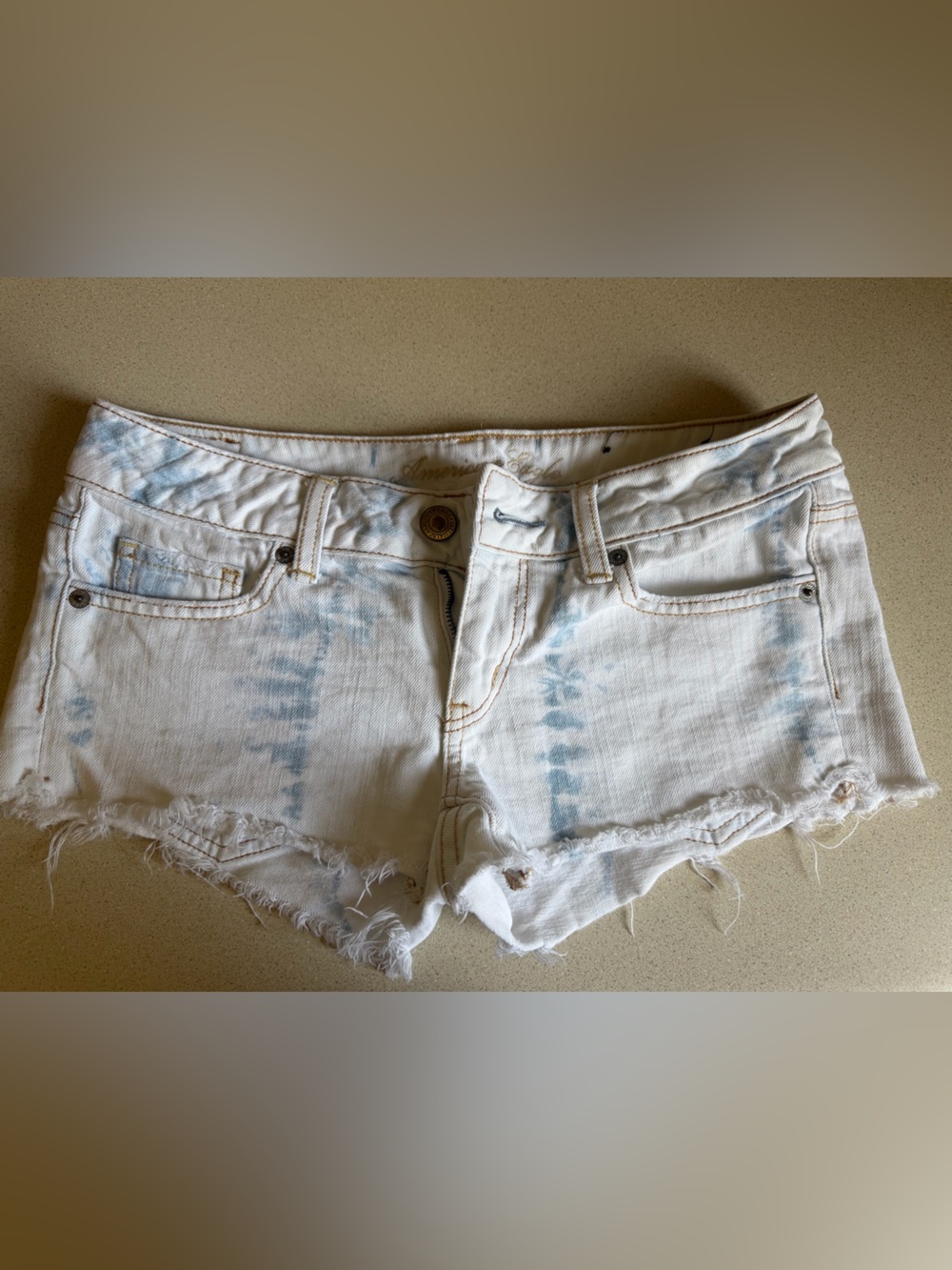 American Eagle Tie-Dye Frayed Denim Shorts